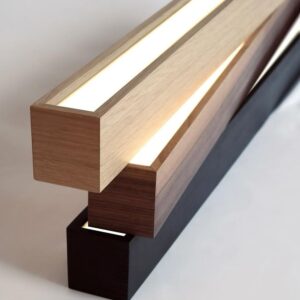 Suspended wooden lamp