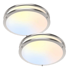 36W LED Ceiling Lights for Bedroom Kitchen, 3600lm Super Bright, Dimmable Flush Mount Light Fixtures 6500K/5000K/4000K/3000K/2700K Adjusted Modern Lamps 2PACK, 13 Inch, Nickle