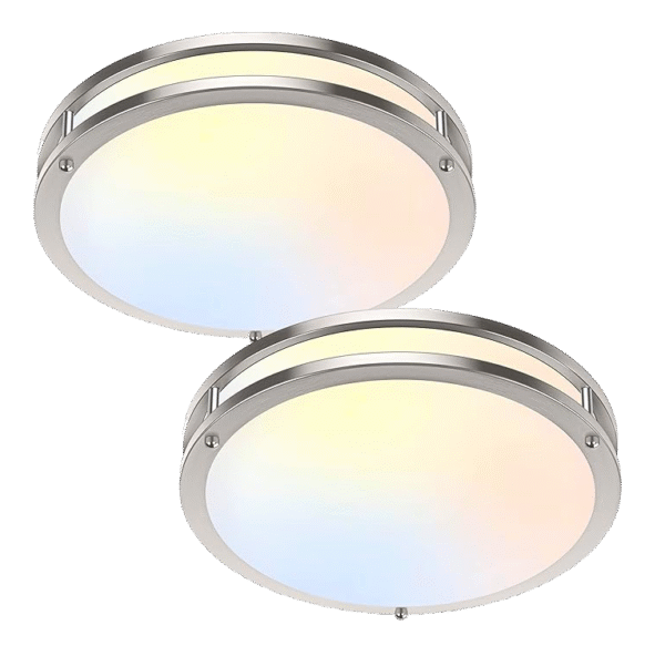 36W LED Ceiling Lights for Bedroom Kitchen, 3600lm Super Bright, Dimmable Flush Mount Light Fixtures 6500K/5000K/4000K/3000K/2700K Adjusted Modern Lamps 2PACK, 13 Inch, Nickle